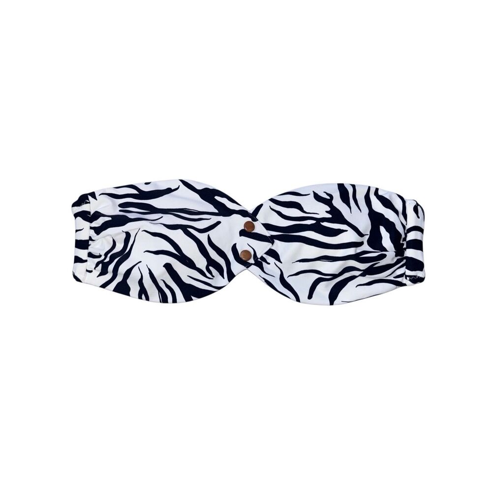 Onia Allegra bandeau Strapless swim top zebra black white medium